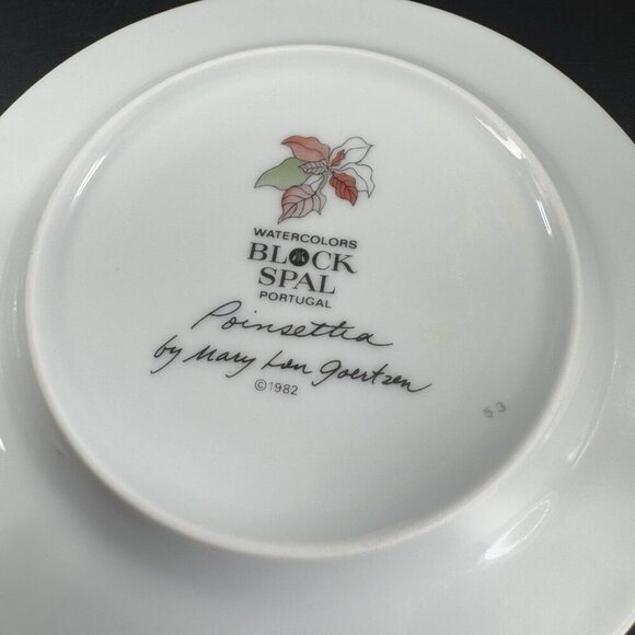 1982 Block China Bernarda Poinsettia Mary Lou Goertzen Porcelain Dish Plate Set2 - Picture 4 of 9